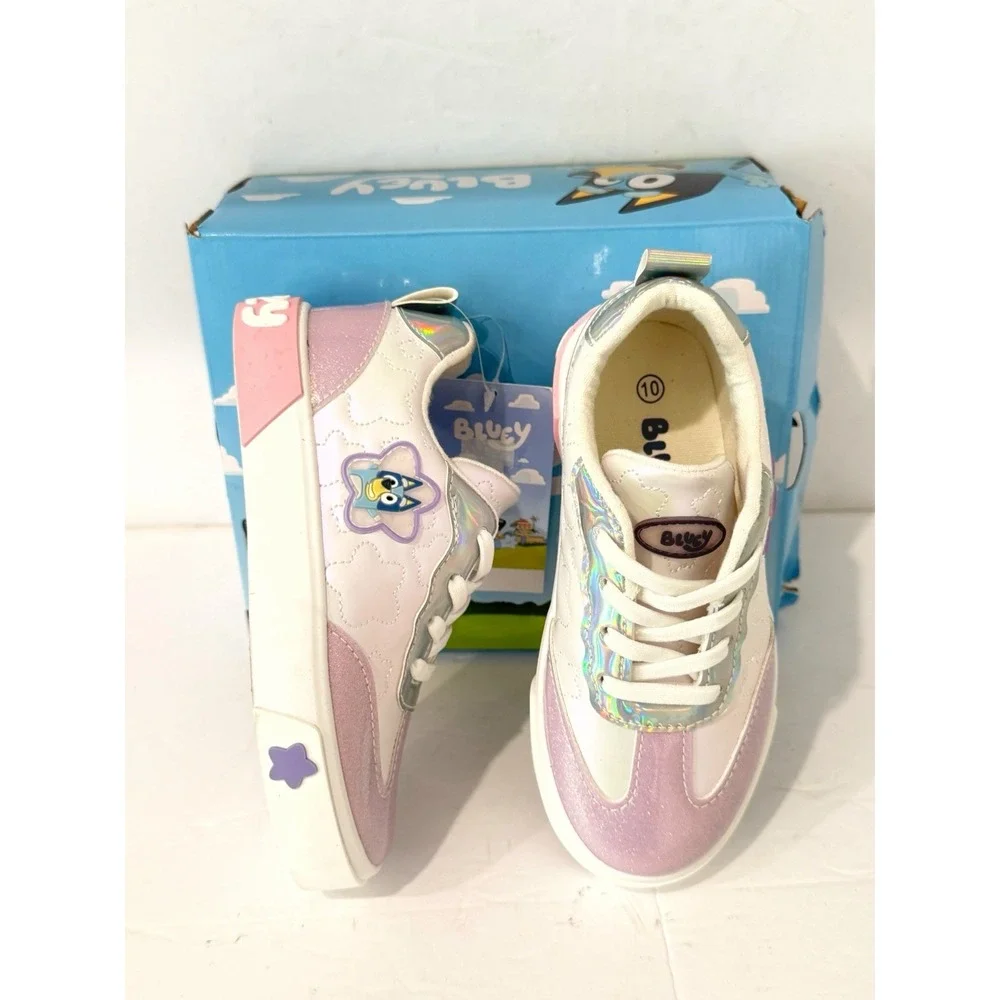 Bluey Toddler Shoes 10 Sneakers Girls Size Purple Shimmer Disney School Slip On